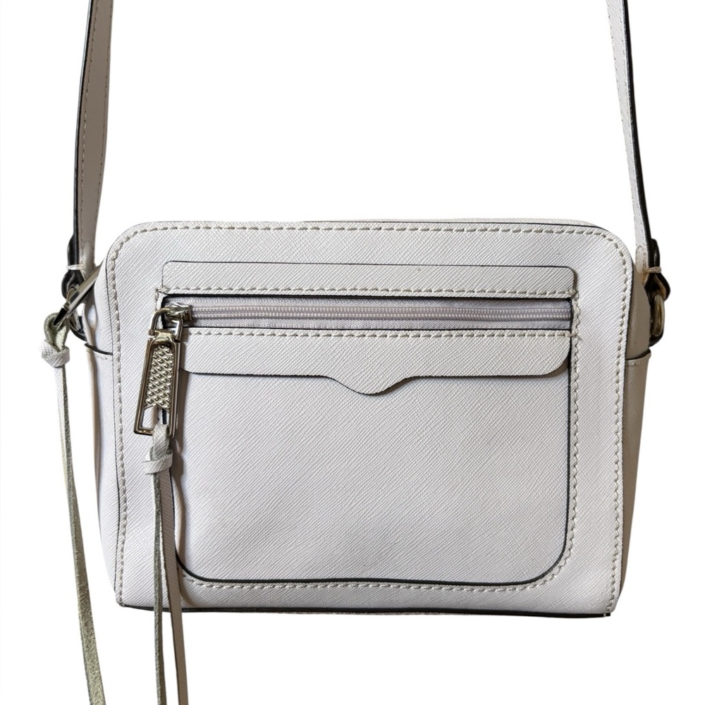 Rebecca Minkoff Saffiano Leather Crossbody Bag Ivory White